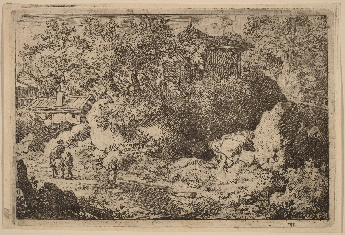 Peasant on Horseback by Allart van Everdingen, print, 1645-1656