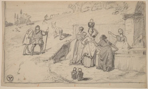 Father and Son by Elihu Vedder, drawing, 1859