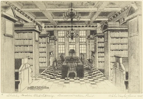 The Grolier Club Library (Sketch) by John Taylor Arms, print, 1941