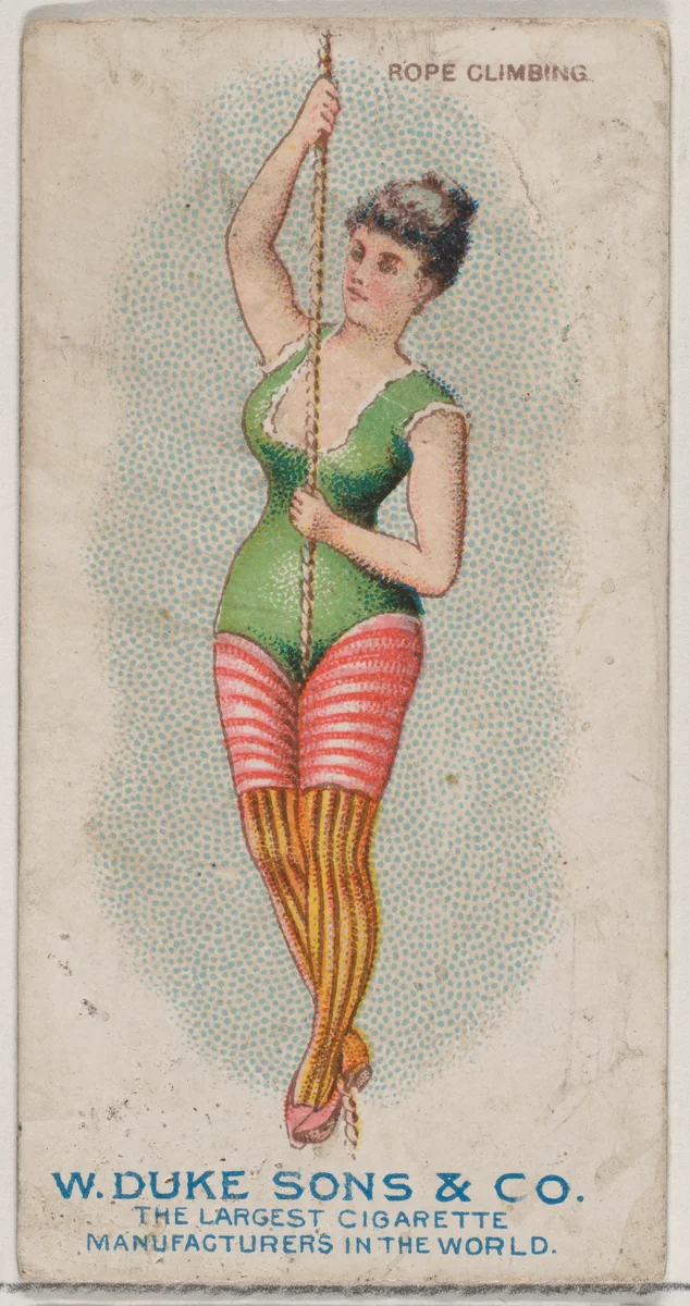 Rope Climbing, from the Gymnastic Exercises series (N77) for Duke brand cigarettes by W. Duke, Sons & Co., print, 1887