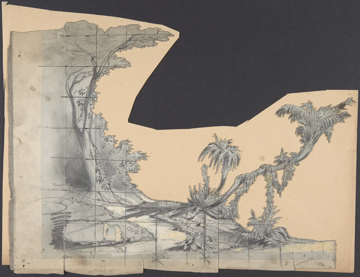 Design for a Stage Set at the Opéra, Paris by Eugène Cicéri, drawing, 1830-1890