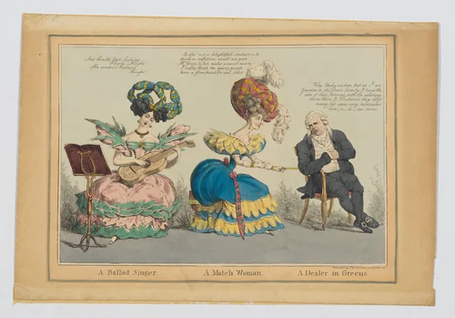 Ballad Singer, A Match Woman, A Dealer in Greens by William Heath, print, 1825-1830