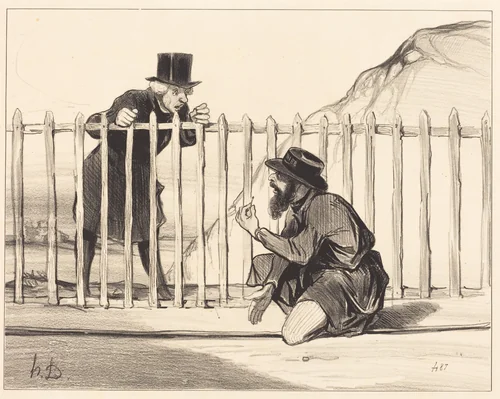 Ah! ben... le convoi... peut se flatter de l'échapper... by Honoré Daumier, print, 1843