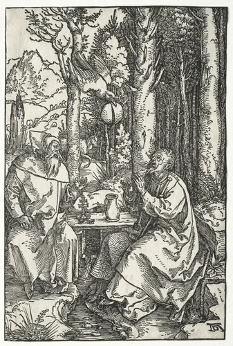 The Visit of St. Anthony to St. Paul the Hermit by Albrecht Dürer, print, 1499-1509