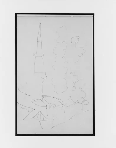 Sketch of Steeple and Trees (from Sketchbook) by Mary Newbold Sargent, artwork, 1904
