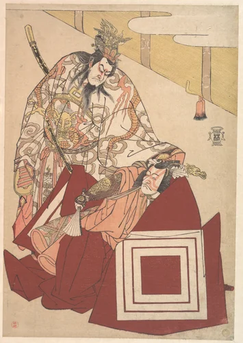 Ichikawa Danjuro V in a Shibaraku Performance from the Play Mutsu no Hana no kata age by Katsukawa Shunkō (勝川春好), print, 1776-1796