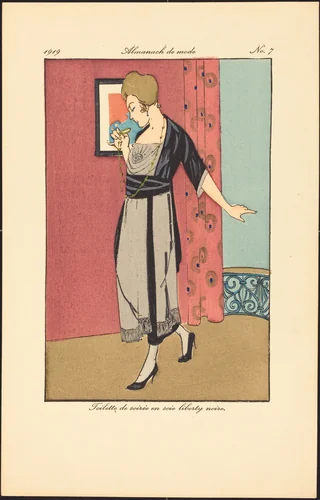 Toilette de soirée en soie liberty noire. by French 20th Century, print, 1919