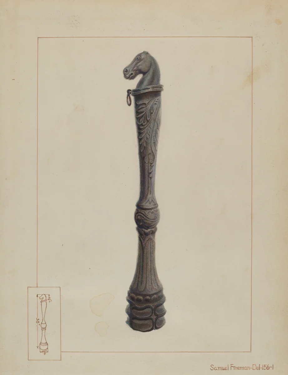 Iron Hitching Post by Samuel Fineman, index of american design, 1937