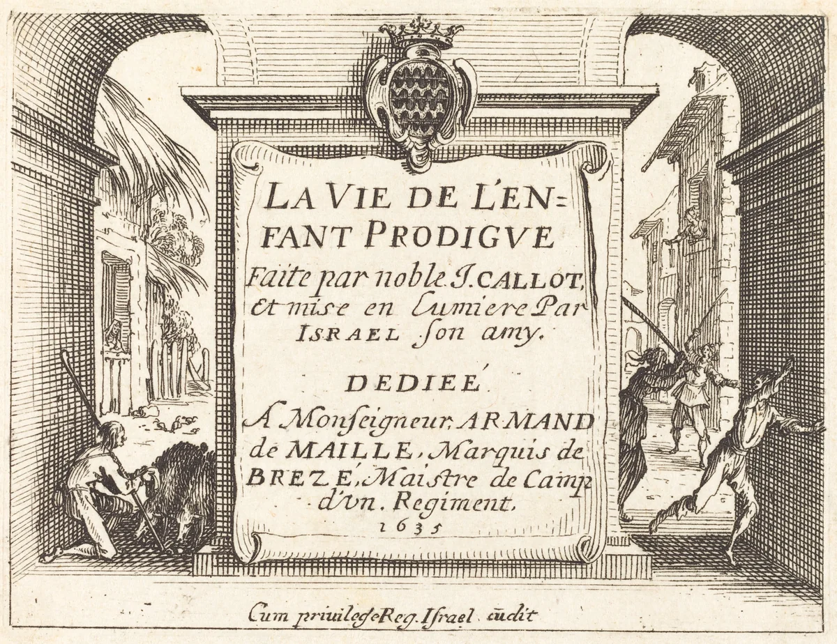 Frontispiece for "The Prodigal Son" by Jacques Callot, print, 1635