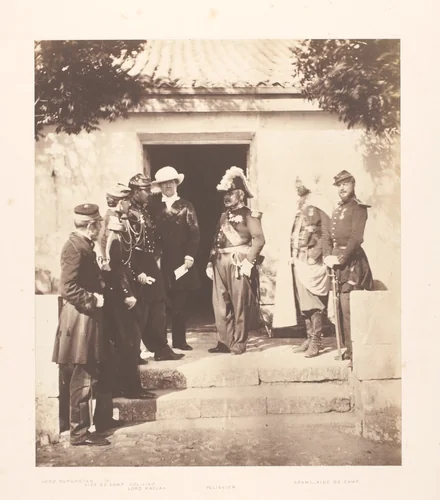 Group at Head Quarters by Roger Fenton, photograph, 1855