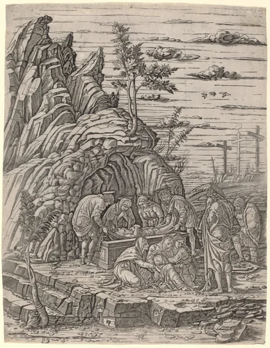 The Entombment with Three Birds by Giovanni Antonio da Brescia, print, 1500-1504
