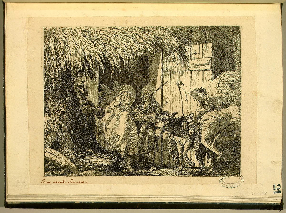 Joseph and Mary Prepare to Leave by Giovanni Domenico Tiepolo, print, 1753