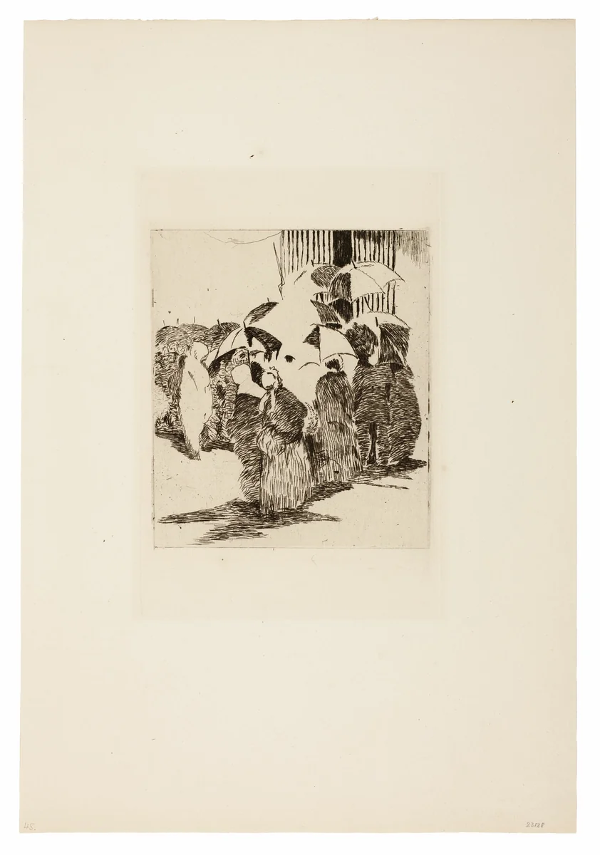 Line in Front of the Butcher Shop by Édouard Manet, print, 1870-1871