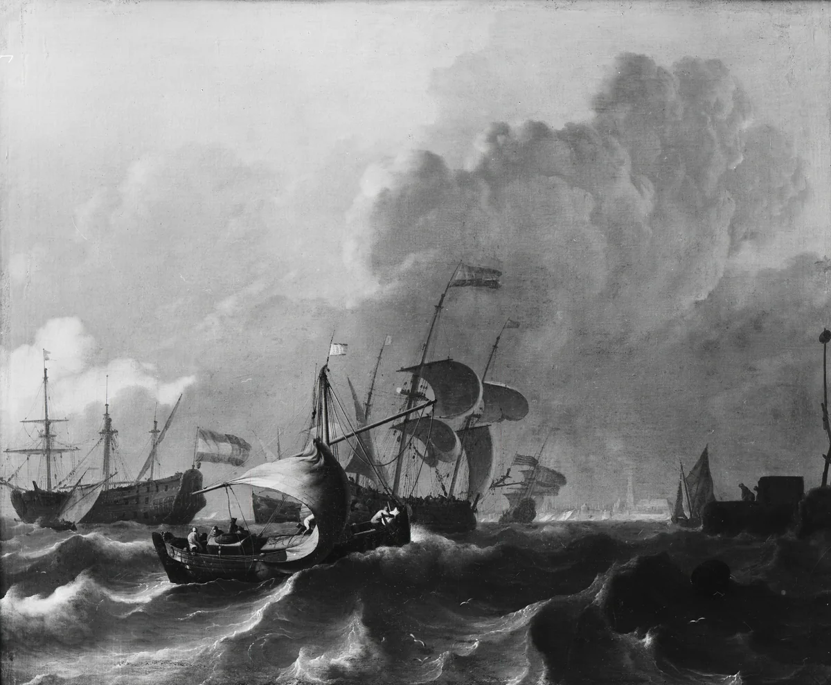 The Y off Amsterdam by Ludolf Bakhuysen, painting, 1680-1708