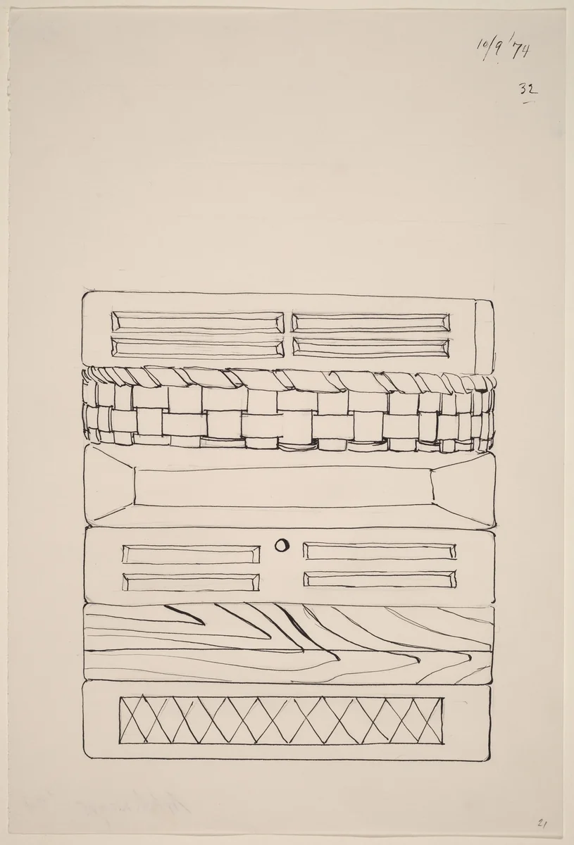 Basket, Table, Door, Window, Mirror, Rug #32 by Richard Artschwager, drawing, 1974