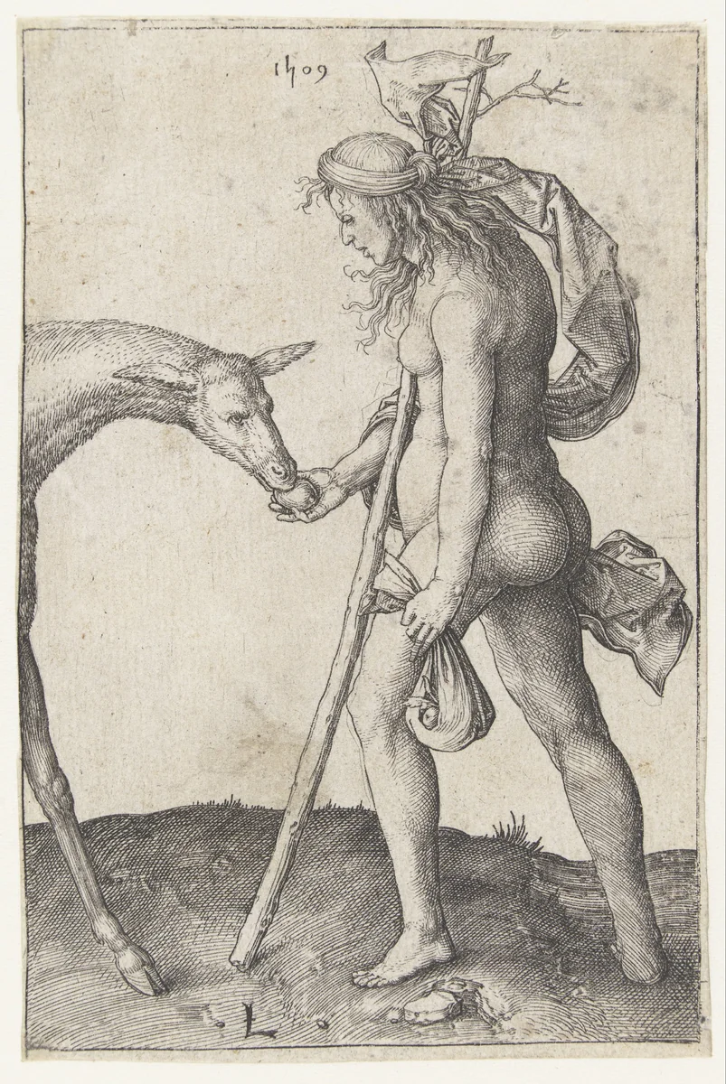 Jonge vrouw met hinde by Unknown, print, 1509