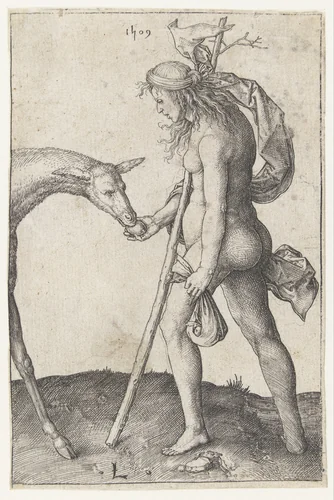 Jonge vrouw met hinde by Unknown, print, 1509