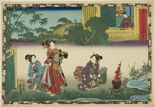 No. 37, from the series "That Purple Image in Magic Lantern Shows (Sono sugata yukari no utsushie)" by Utagawa Kunisada (歌川国貞), print, 1842-1857