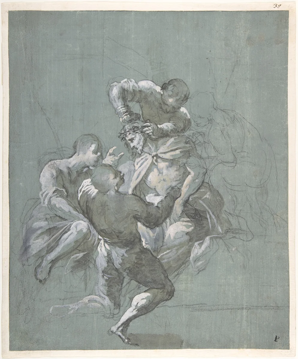 Christ Being Crowned with Thorns by Karl Dankwart, drawing, 1695-1705