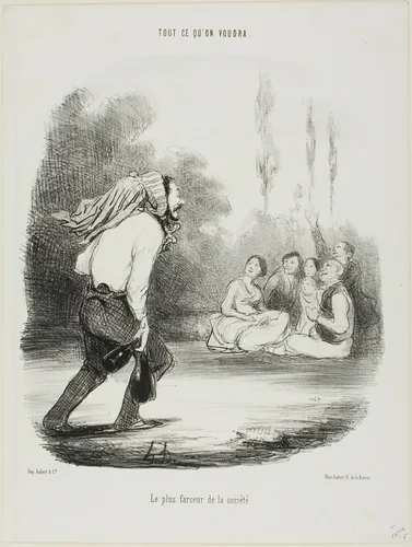 The Comedian of the Group, plate 13 from Tout Ce Qu'on Voudra by Honoré-Victorin Daumier, print, 1847