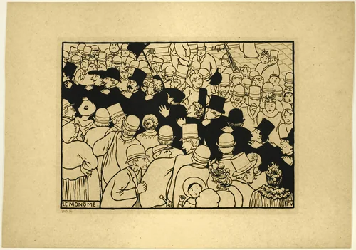 Parading through the Streets in Single File by Félix Edouard Vallotton, print, 1893