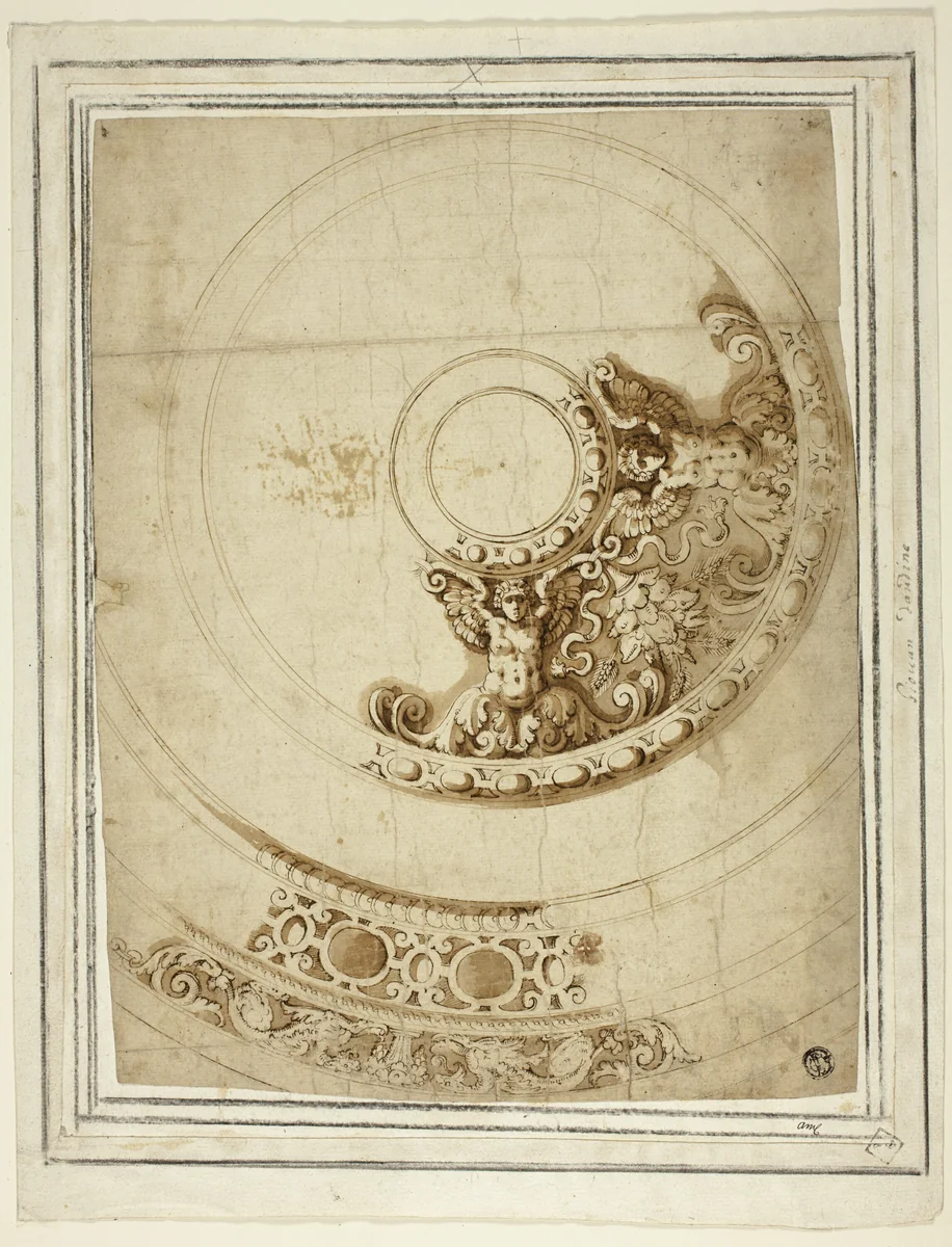Design for a Platter or Basin by Italian Late 16th Century, drawing, 1580-1599
