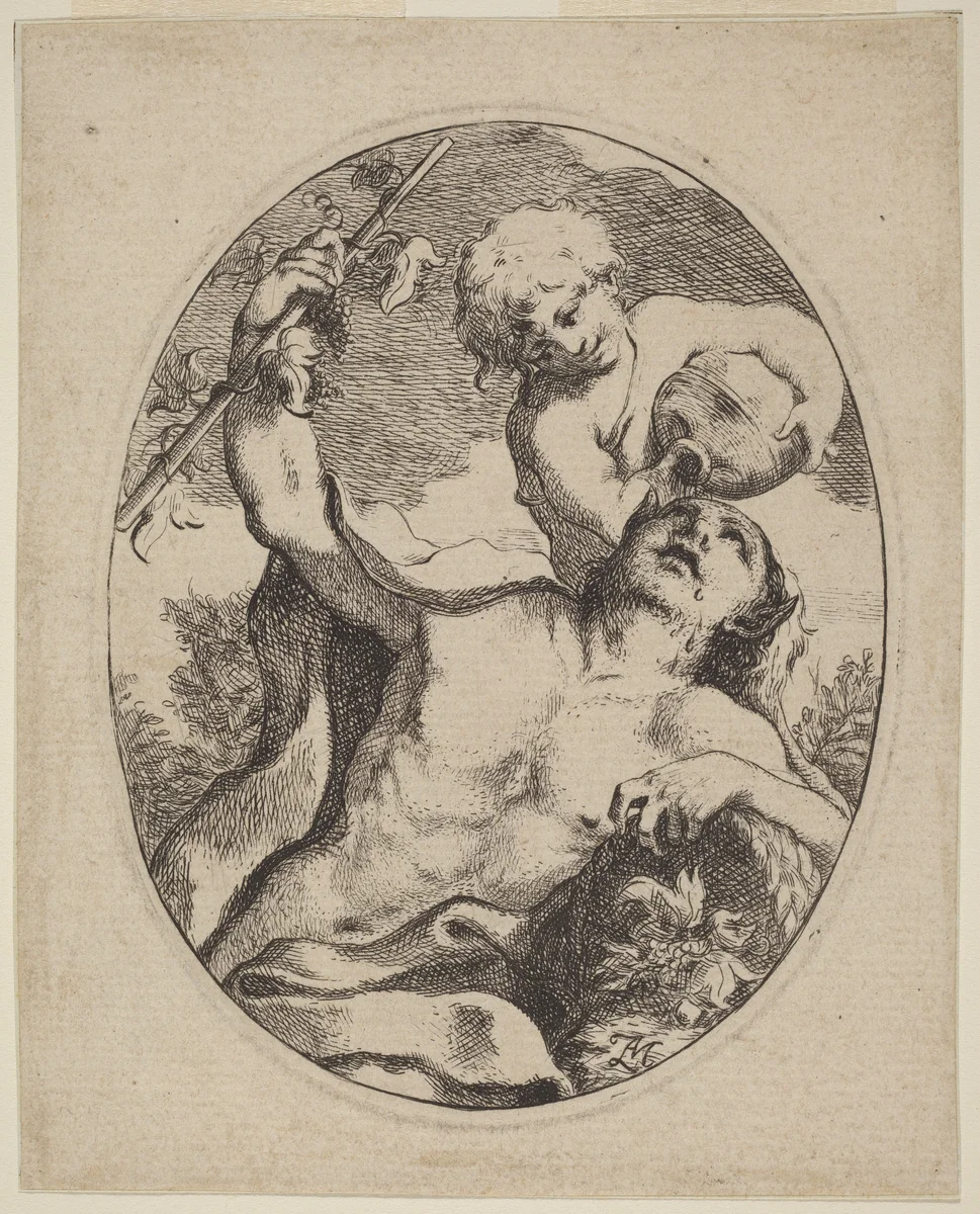 Bacchus by Anton Maria Zanetti, print, 1679-1767
