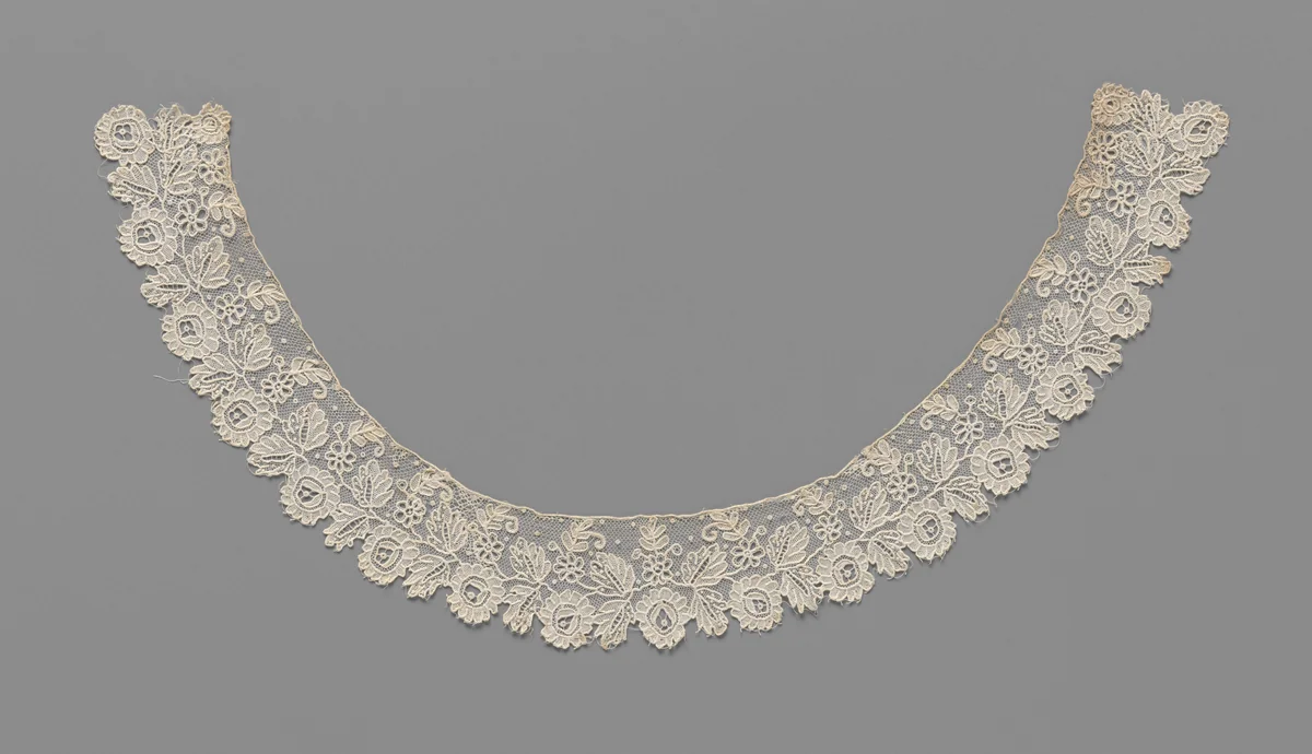 Kraag van naaldkant met rozenschulpenrand by anonymous, textile, 1850-1875