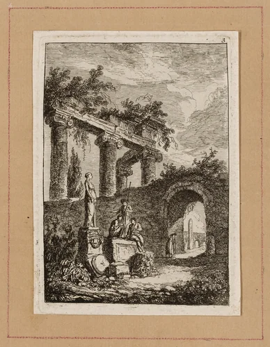 Plate Three from Evenings in Rome by Hubert Robert, print, 1763-1764