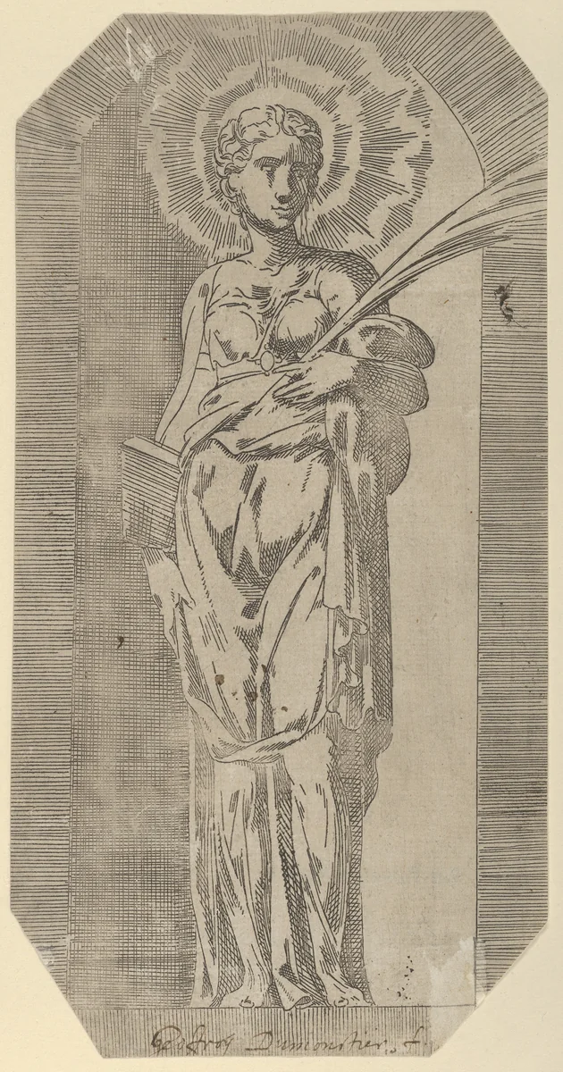 A female Saint by Geoffroy Dumoûtier, print, 1530-1573