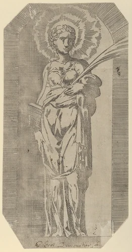 A female Saint by Geoffroy Dumoûtier, print, 1530-1573
