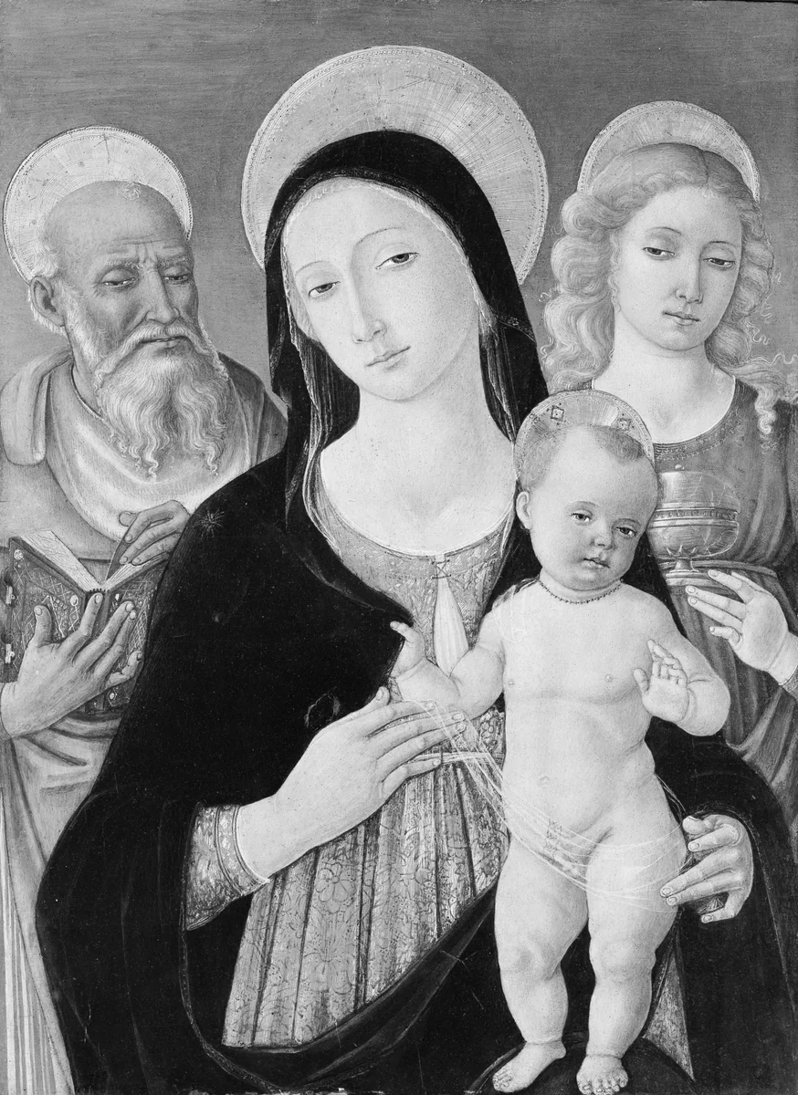 Madonna and Child with Saints Jerome and Mary Magdalen by Matteo di Giovanni, painting, 1452-1495