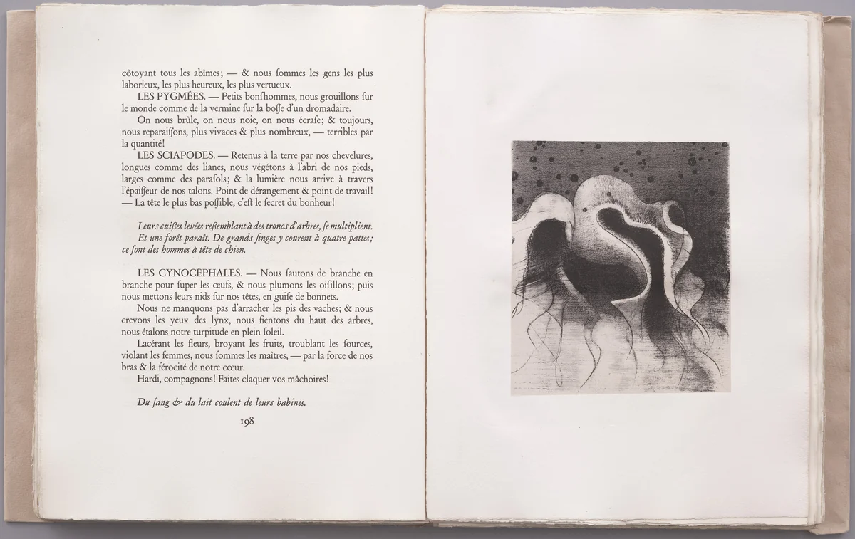 . . . The Beasts of the Sea, Round like Leather Bottles (. . . Les Bêtes de la mer rondes comme des outres) (plate XXI) from La Tentation de Saint-Antoine by Odilon Redon, illustrated book, 1896