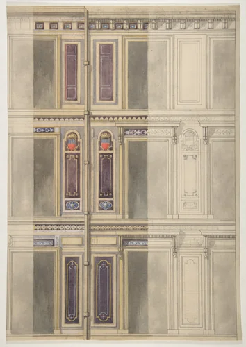 Designs for three windowed storeys by Jules-Edmond-Charles Lachaise, drawing, 1830-1897
