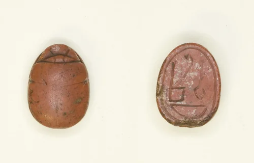 Scarab: Hieroglyphs (Red Crown, nfr- and nb-Signs: Trigramme of Amun) by Egyptian, other, -1550--1186