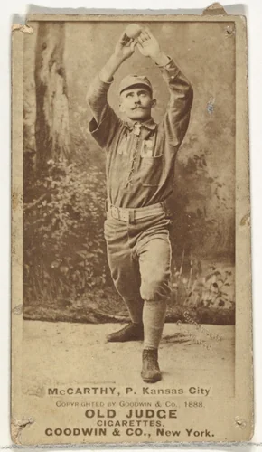 John A. McCarty, Pitcher, Kansas City Cowboys, from the Old Judge series (N172) for Old Judge Cigarettes by Goodwin & Company, photograph, 1888