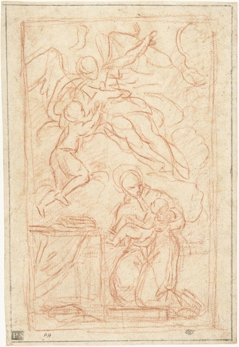 Ontwerp voor een altaarstuk met Sint Antonius van Padua by Carlo Maratta, drawing, 1635-1713