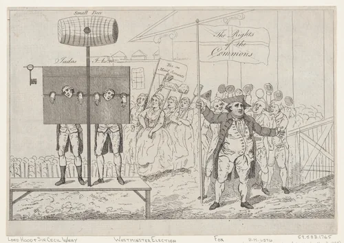 Sir Cecil Wray in the Pillory by Thomas Rowlandson, print, 1784