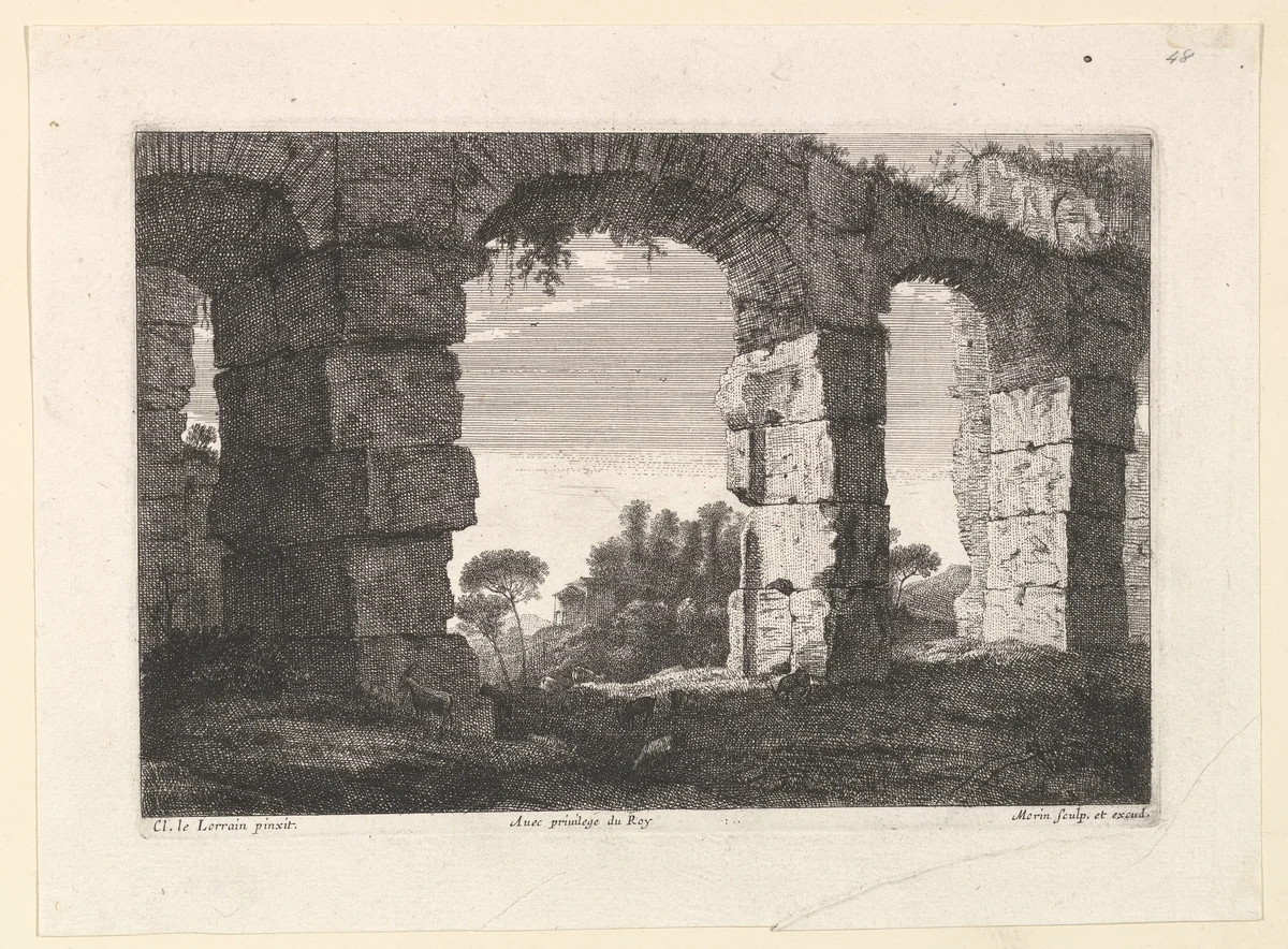 Ruines d'Aqueduc by Jean Morin, print, 1605-1650