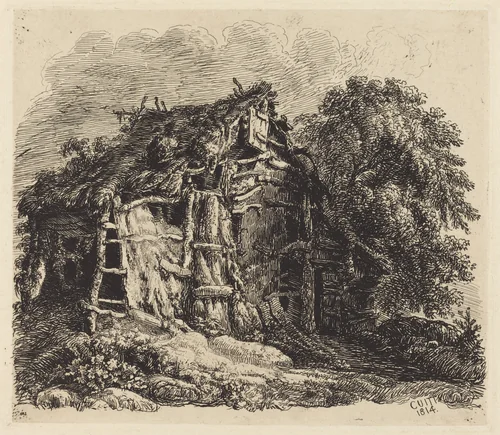 Welsh Hovel at Machynllaeth by George Cuitt, print, 1814