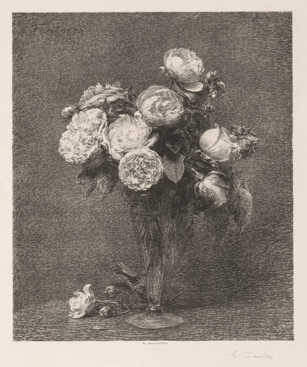 Bouquet of Roses by Henri Fantin-Latour, print, 1879