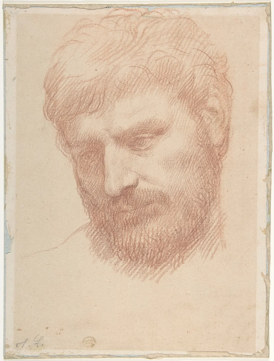 Head of a Man by Alphonse Legros, drawing, 1837-1911
