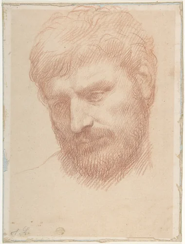 Head of a Man by Alphonse Legros, drawing, 1837-1911