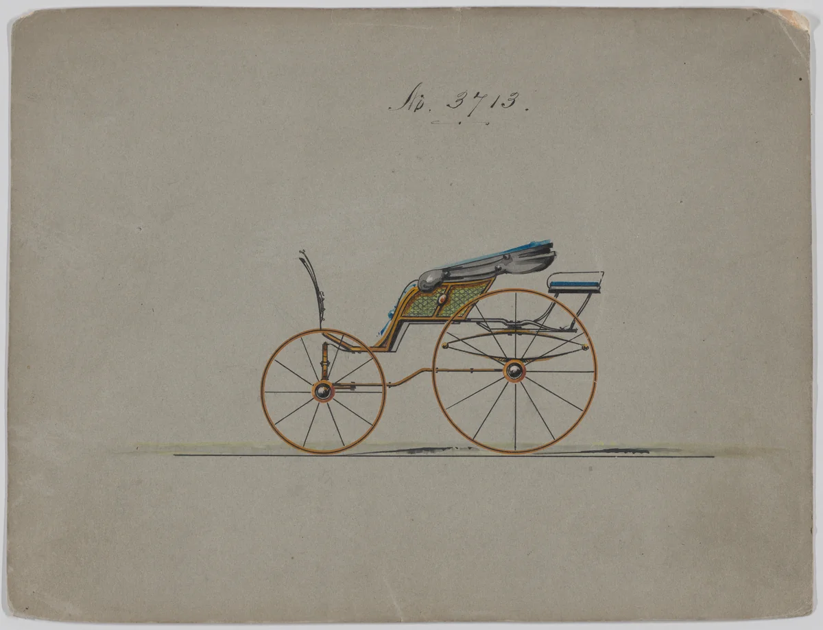 Design for Pony Phaeton, no. 3713 by Brewster & Co., drawing, 1881