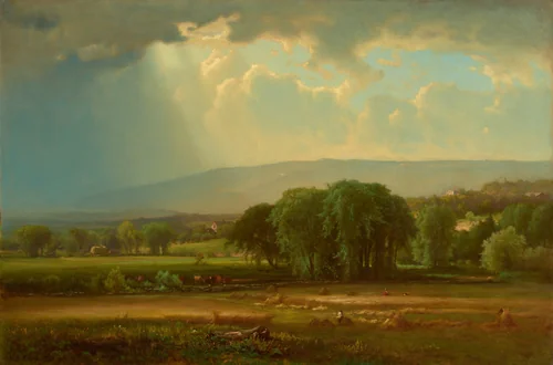 Harvest Scene in the Delaware Valley by George Inness, painting, 1867