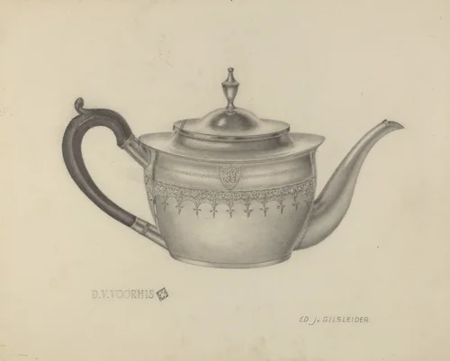 Silver Teapot by E.J. Gilsleider, index of american design, 1935-1942
