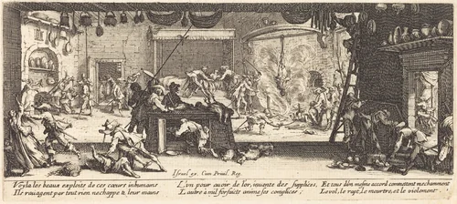 Plundering a Large Farmhouse by Jacques Callot, print, 1633