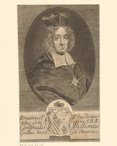 Portret van Emmanuel Théodose de la Tour d'Auvergne, kardinaal van Bouillon by Martin Bernigeroth, print, 1700-1733