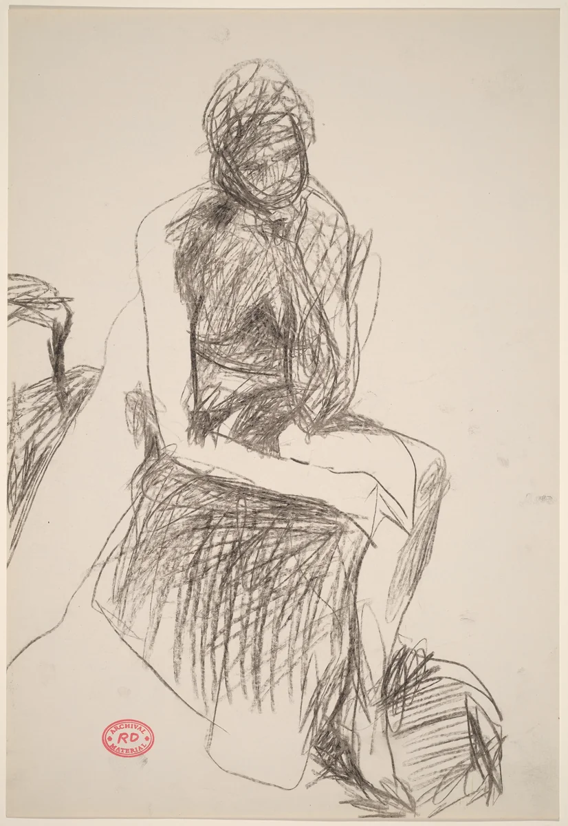 Untitled [seated female nude resting her head on her hand] by Richard Diebenkorn, drawing, 1955-1967