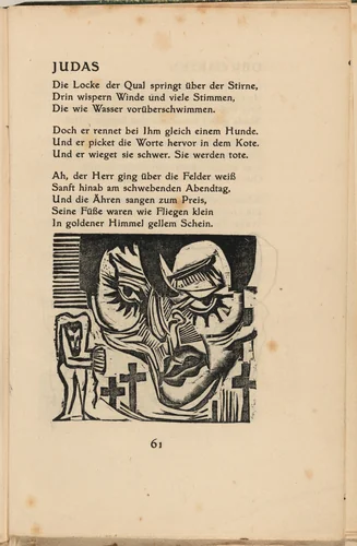 Judas (in-text plate) from mock-up of Georg Heym: Umbra Vitae (Georg Heym: Shadow of Life) by Ernst Ludwig Kirchner, volume, 1912-1922